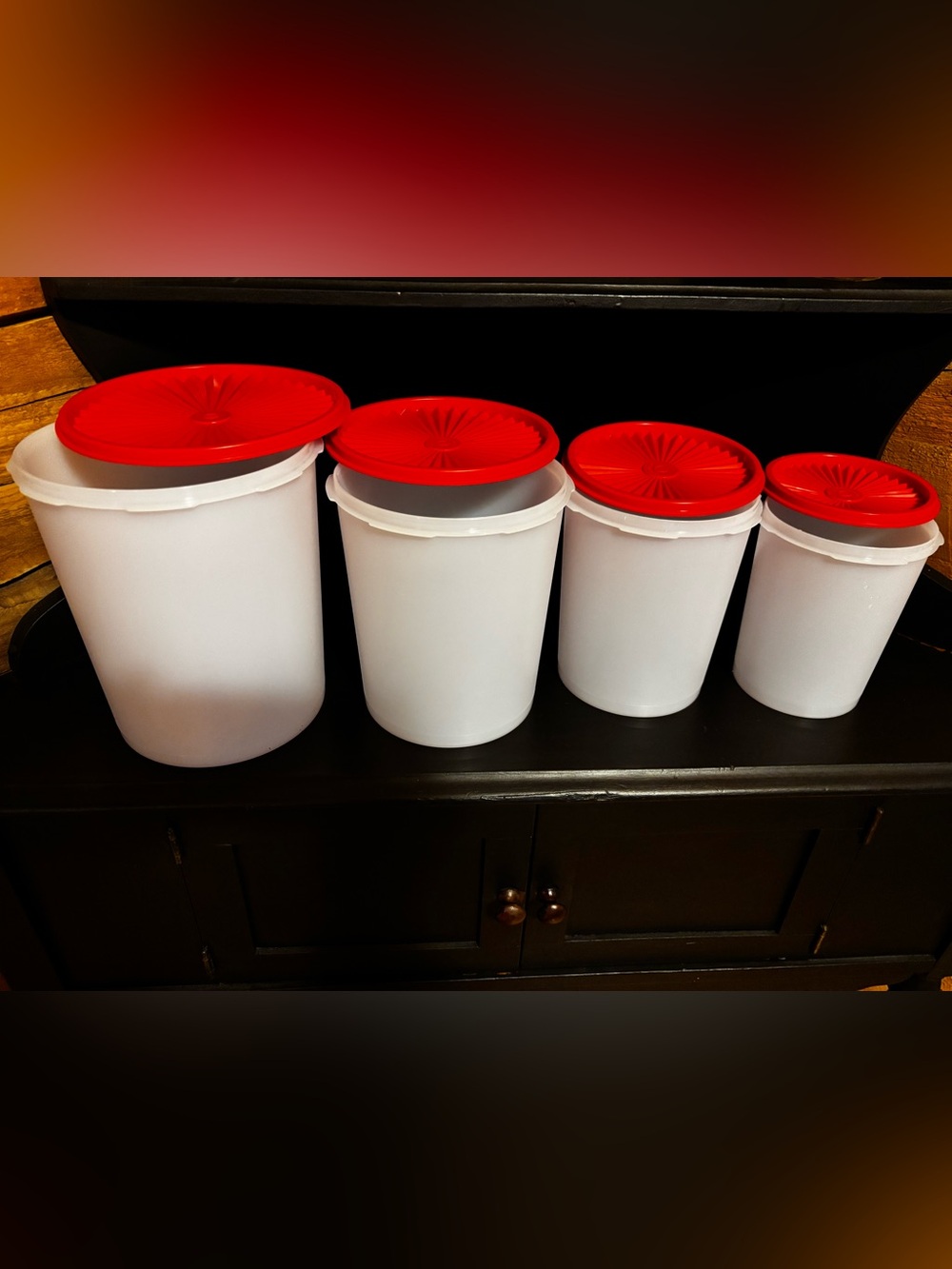 Vintage Tupperware Servalier Canister Set with Starburst Lids - 4 Pieces NWOW